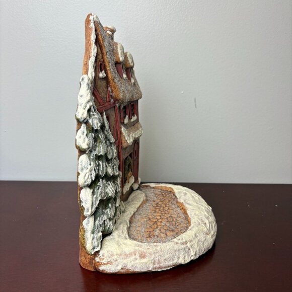 Craft Fair 1990's Vintage Holiday House Unique 9" Votive Holder Flat Profile - Picture 5 of 11